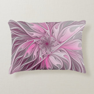 Fractal Pink Flower Dream, Floral Fantasy Pattern Accent Kussen