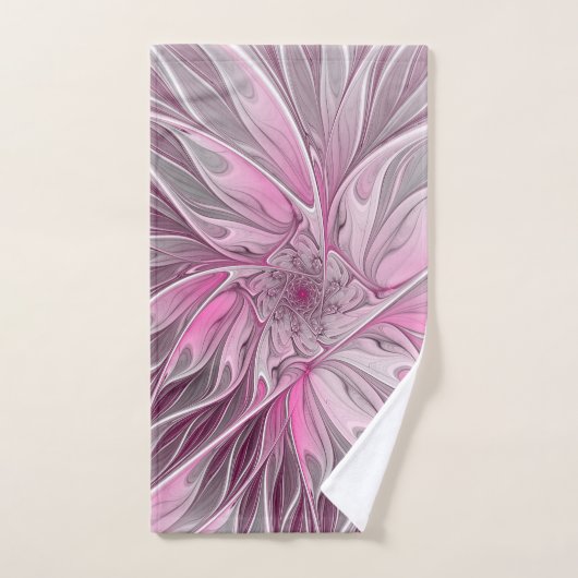 Fractal Pink Flower Dream, Floral Fantasy Pattern Bad Handdoek (Handdoek)