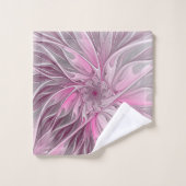 Fractal Pink Flower Dream, Floral Fantasy Pattern Bad Handdoek (Wasdoekje)