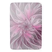 Fractal Pink Flower Dream, Floral Fantasy Pattern Badmat (Voorkant Verticaal)