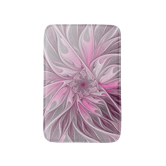 Fractal Pink Flower Dream, Floral Fantasy Pattern Badmat (Voorkant Verticaal)