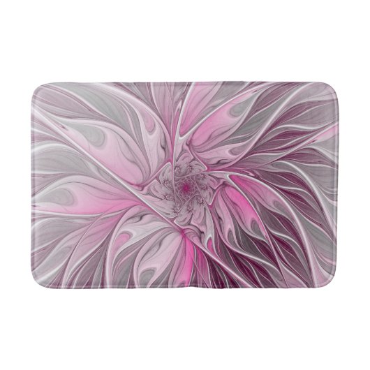 Fractal Pink Flower Dream, Floral Fantasy Pattern Badmat (Voorkant)
