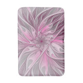 Fractal Pink Flower Dream, Floral Fantasy Pattern Badmat (Voorkant Verticaal)