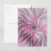 Fractal Pink Flower Dream, Floral Fantasy Pattern Briefkaart (Voorkant / Achterkant)