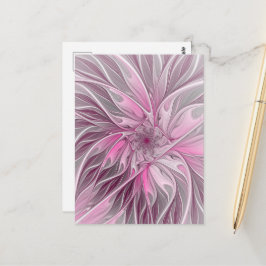 Fractal Pink Flower Dream, Floral Fantasy Pattern Briefkaart