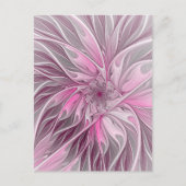 Fractal Pink Flower Dream, Floral Fantasy Pattern Briefkaart (Voorkant)