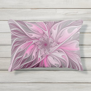 Fractal Pink Flower Dream, Floral Fantasy Pattern Buitenkussen