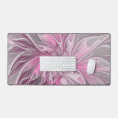 Fractal Pink Flower Dream, Floral Fantasy Pattern Bureaumat (Keyboard & Muis)