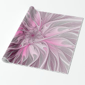 Fractal Pink Flower Dream, floral Fantasy Pattern Cadeaupapier (Uitgerold)
