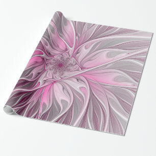 Fractal Pink Flower Dream, floral Fantasy Pattern Cadeaupapier