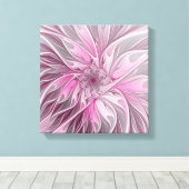 Fractal Pink Flower Dream, floral Fantasy Pattern Canvas Afdruk (Insitu (Houten vloer))