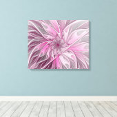 Fractal Pink Flower Dream, floral Fantasy Pattern Canvas Afdruk (Insitu (Houten vloer))