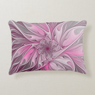 Fractal Pink Flower Dream, floral Fantasy Pattern Decoratief Kussen
