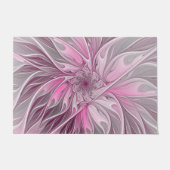 Fractal Pink Flower Dream, Floral Fantasy Pattern Deurmat (Voorkant)
