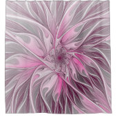 Fractal Pink Flower Dream, Floral Fantasy Pattern Douchegordijn (Voorkant)