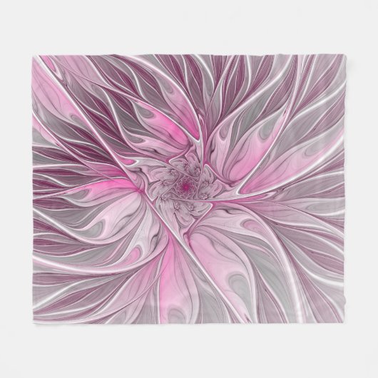 Fractal Pink Flower Dream, floral Fantasy Pattern Fleece Deken (Voorkant (Horizontaal))