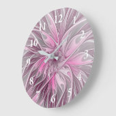 Fractal Pink Flower Dream, floral Fantasy Pattern Grote Klok (Hoek)