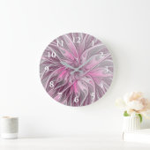 Fractal Pink Flower Dream, floral Fantasy Pattern Grote Klok (Huis)