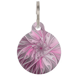 Fractal Pink Flower Dream, Floral Fantasy Pattern Huisdierpenning