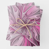 Fractal Pink Flower Dream, floral Fantasy Pattern Inpakpapier Vel (In situ)