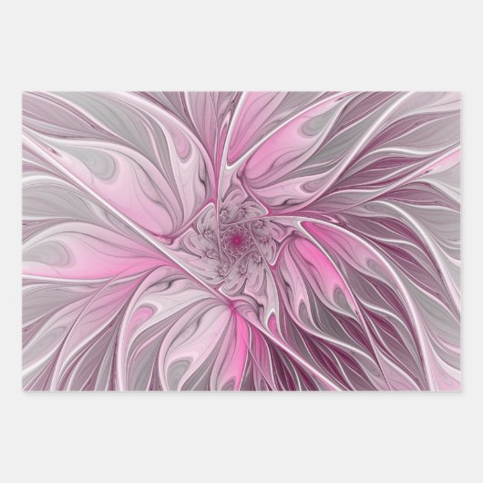 Fractal Pink Flower Dream, floral Fantasy Pattern Inpakpapier Vel (Voorkant)