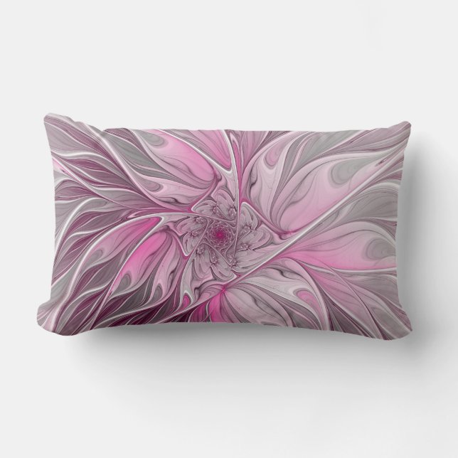 Fractal Pink Flower Dream, floral Fantasy Pattern Kussen (Voorkant)