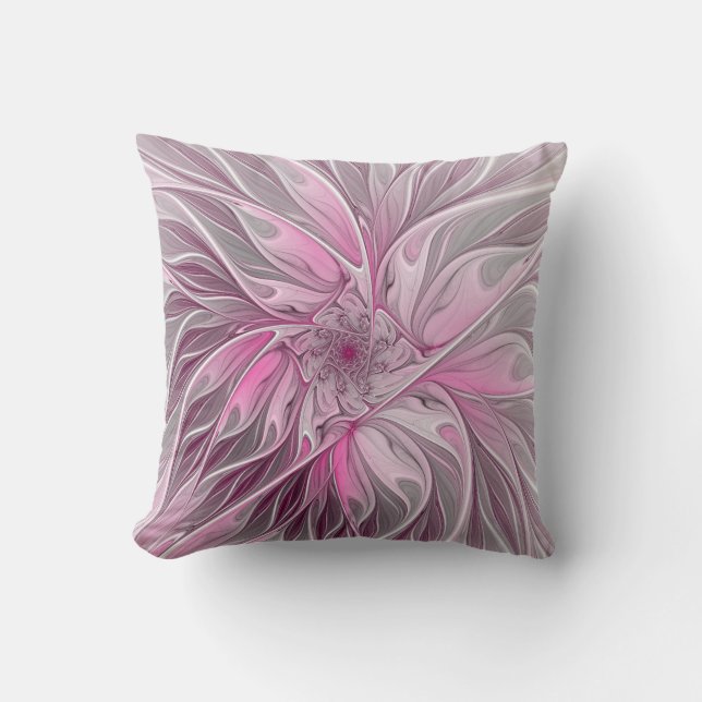 Fractal Pink Flower Dream, floral Fantasy Pattern Kussen (Voorkant)
