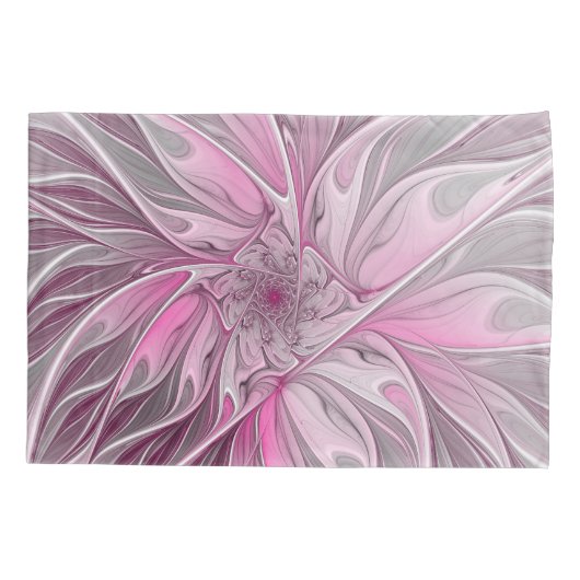 Fractal Pink Flower Dream, Floral Fantasy Pattern Kussensloop (Achterkant)