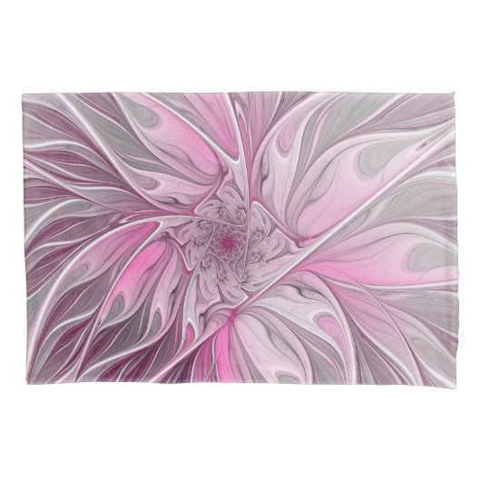 Fractal Pink Flower Dream, Floral Fantasy Pattern Kussensloop (Voorkant)
