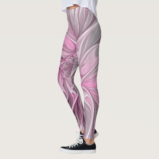 Fractal Pink Flower Dream, Floral Fantasy Pattern Leggings (Links)
