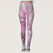 Fractal Pink Flower Dream, Floral Fantasy Pattern Leggings (Voorkant)