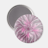 Fractal Pink Flower Dream, Floral Fantasy Pattern Magneet (Voorkant / Achterkant)