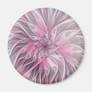 Fractal Pink Flower Dream, Floral Fantasy Pattern Magneet