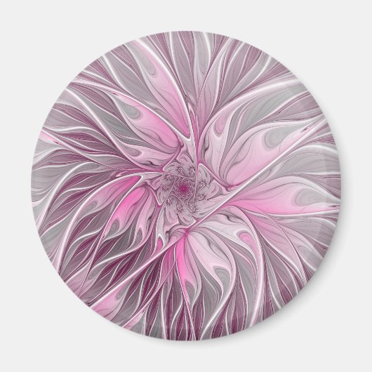 Fractal Pink Flower Dream, Floral Fantasy Pattern Magneet (Voorkant)