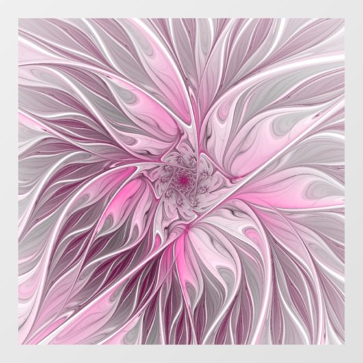 Fractal Pink Flower Dream, Floral Fantasy Pattern Raamsticker (Vel)