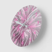Fractal Pink Flower Dream, floral Fantasy Pattern Ronde Klok (Hoek)