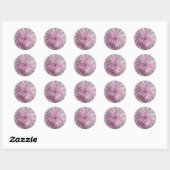 Fractal Pink Flower Dream, Floral Fantasy Pattern Ronde Sticker (Vel)