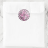 Fractal Pink Flower Dream, Floral Fantasy Pattern Ronde Sticker (Tas)