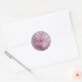 Fractal Pink Flower Dream, Floral Fantasy Pattern Ronde Sticker (Envelop)