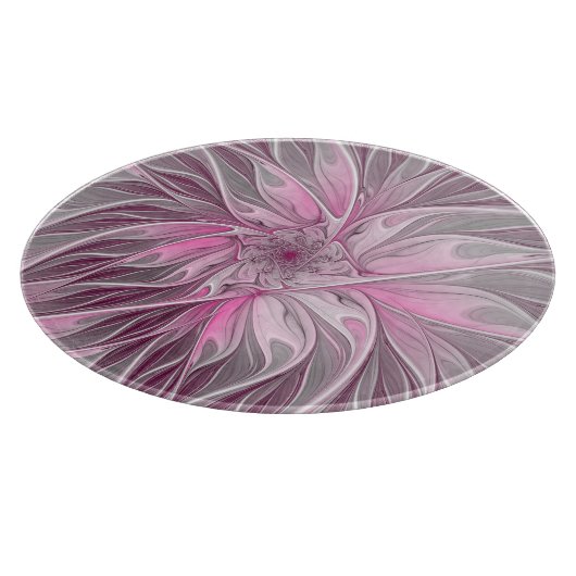 Fractal Pink Flower Dream, Floral Fantasy Pattern Snijplank (Hoek)