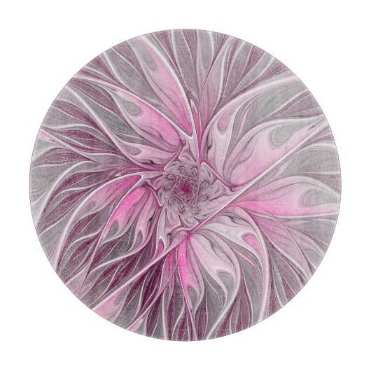 Fractal Pink Flower Dream, Floral Fantasy Pattern Snijplank (Voorkant)