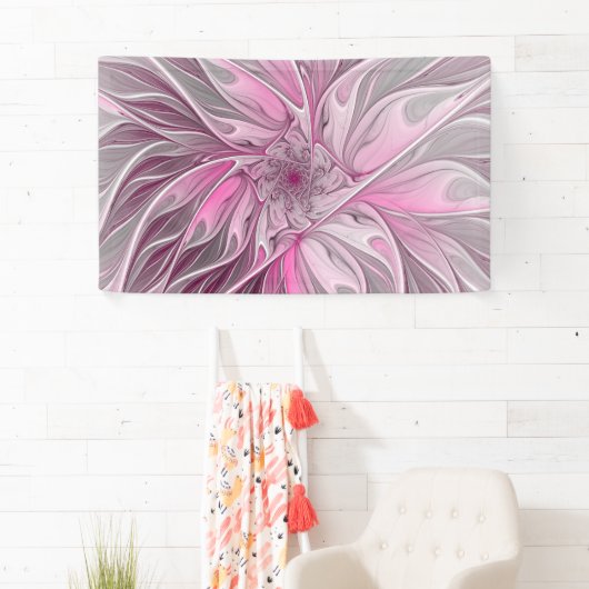 Fractal Pink Flower Dream, Floral Fantasy Pattern Spandoek (Insitu)