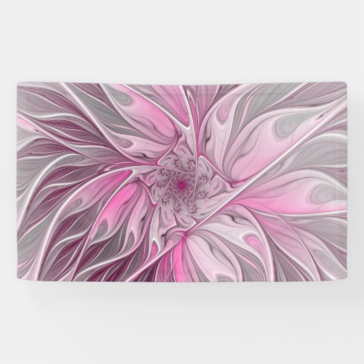Fractal Pink Flower Dream, Floral Fantasy Pattern Spandoek (Horizontaal)