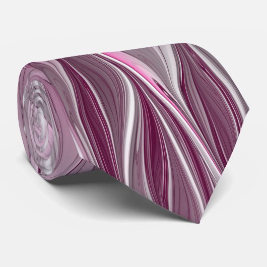 Fractal Pink Flower Dream, Floral Fantasy Pattern Stropdas (Opgerold)