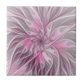 Fractal Pink Flower Dream, Floral Fantasy Pattern Tegeltje (Voorkant)