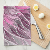 Fractal Pink Flower Dream, Floral Fantasy Pattern Theedoek (Quarter Fold)