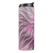 Fractal Pink Flower Dream, floral Fantasy Pattern Thermosbeker (Gedraaid links)