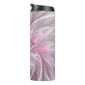 Fractal Pink Flower Dream, floral Fantasy Pattern Thermosbeker (Geroteerd rechts)