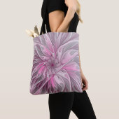 Fractal Pink Flower Dream, Floral Fantasy Pattern Tote Bag (Dichtbij)