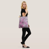 Fractal Pink Flower Dream, Floral Fantasy Pattern Tote Bag (Op model)